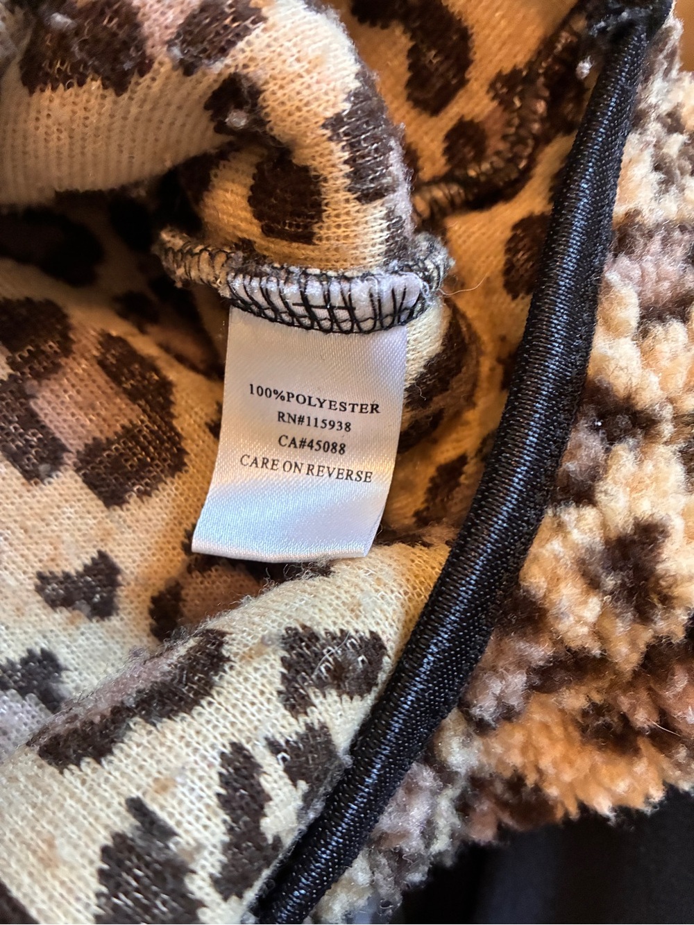 Princess Polly Leopard Print Sherpa Pullover Jacket - Tan/Black - Picture 3 of 4